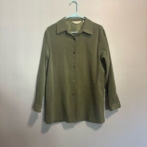 Bechamel Olive Green Button Down Shirt Jacket Tunic Top Neutral Professional M